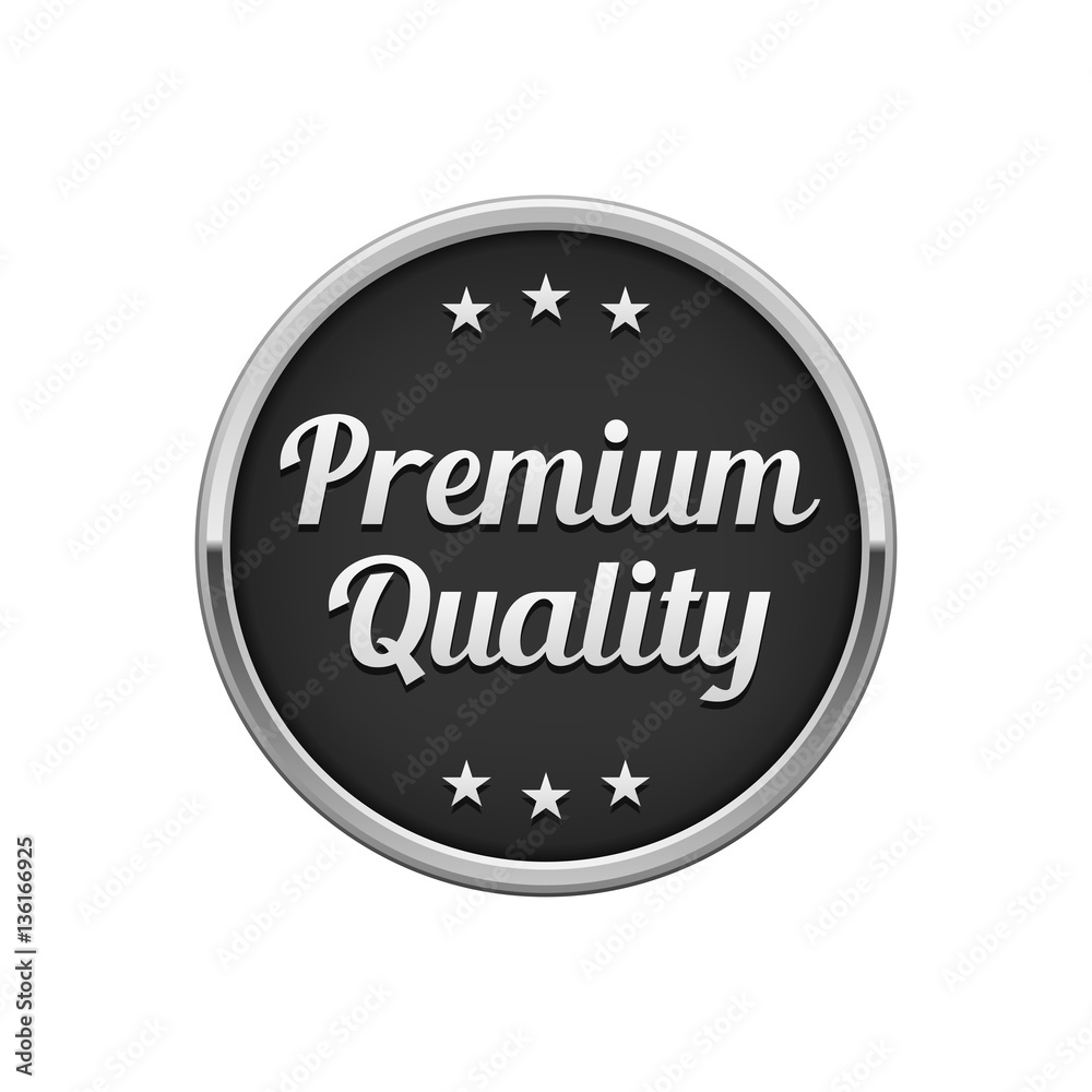 Silver black premium quality round badge, banner Silver black premium quality round badge, banner