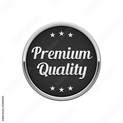 Silver black premium quality round badge, banner  