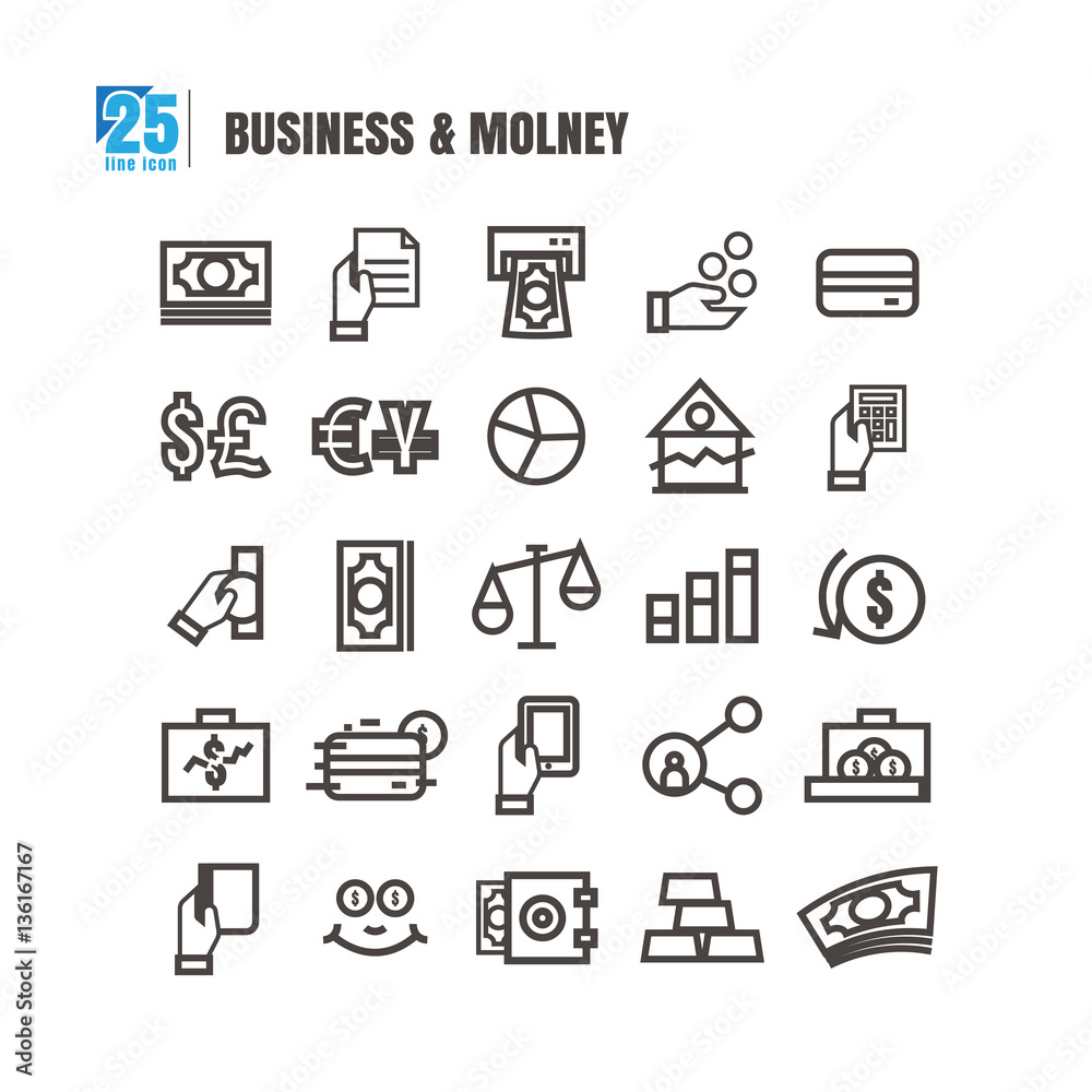 Business and finance icons set. Line style. idea currency success Profit vector on white background Business and finance icons set. Line style. idea currency success Profit vector on white background