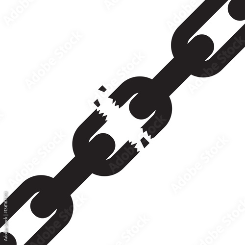 Broken, torn chain