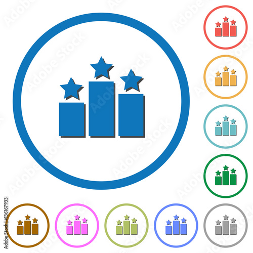 Ranking icons with shadows and outlines
