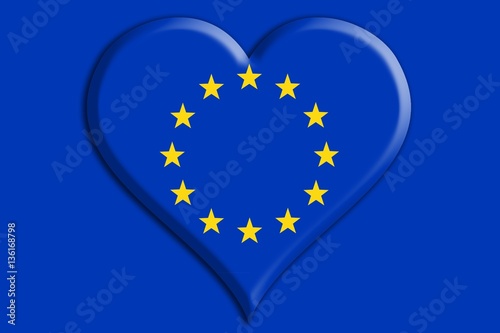 Bandera europea con relieve de corazón
