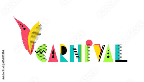 Carnival creative geometric alphabet.  Colorful vector letters in 80s - 90s memphis style. Vector illustration