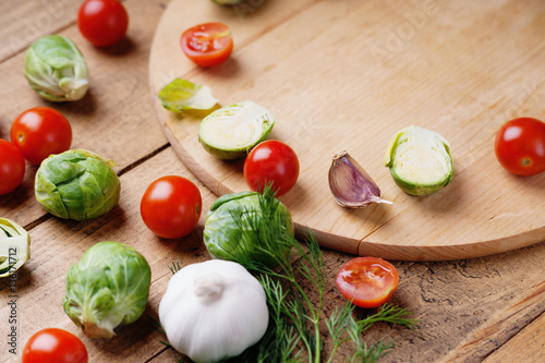 Vegetables on a wooden background 