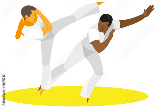 Two fighter Brazilian national martial arts capoeira show method photo