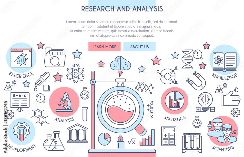 Naklejka premium Research and Analysis banner