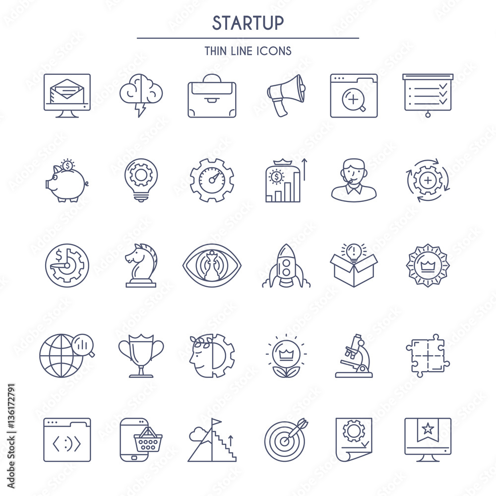 Startup thin line Icons Set