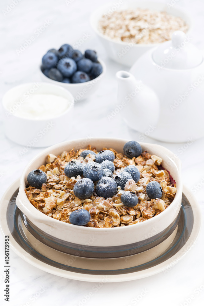 crumble with oatmeal on the table crumble with oatmeal on the table