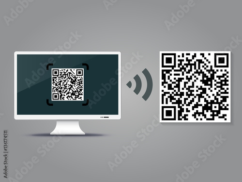 QR Codes decoding with a computer - quick response code business infographic template