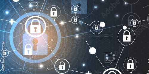 Technology security concept. Modern safety web digital background