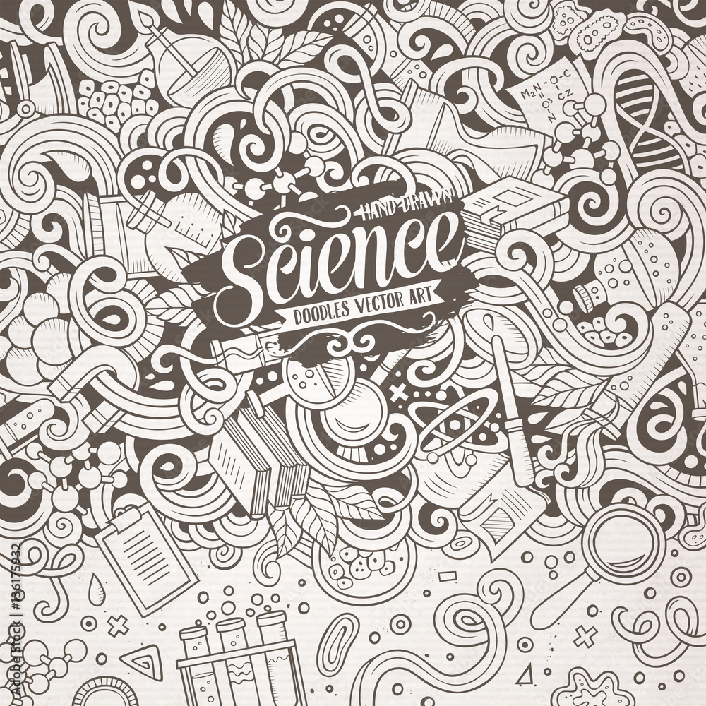 Cartoon cute doodles science frame illustration