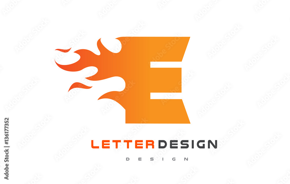 Obraz premium E Letter Flame Logo Design. Fire Logo Lettering Concept.