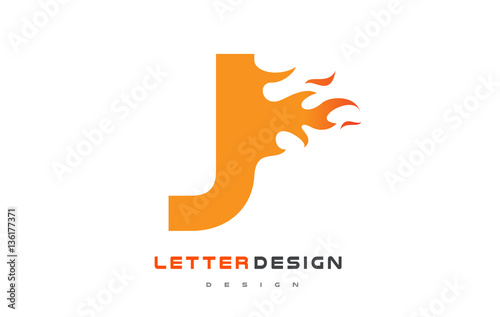 J Letter Flame Logo Design. Fire Logo Lettering Concept.