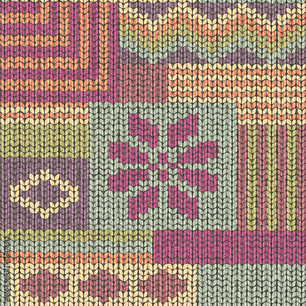 Knit texture, wool seamless pattern vector illustration.