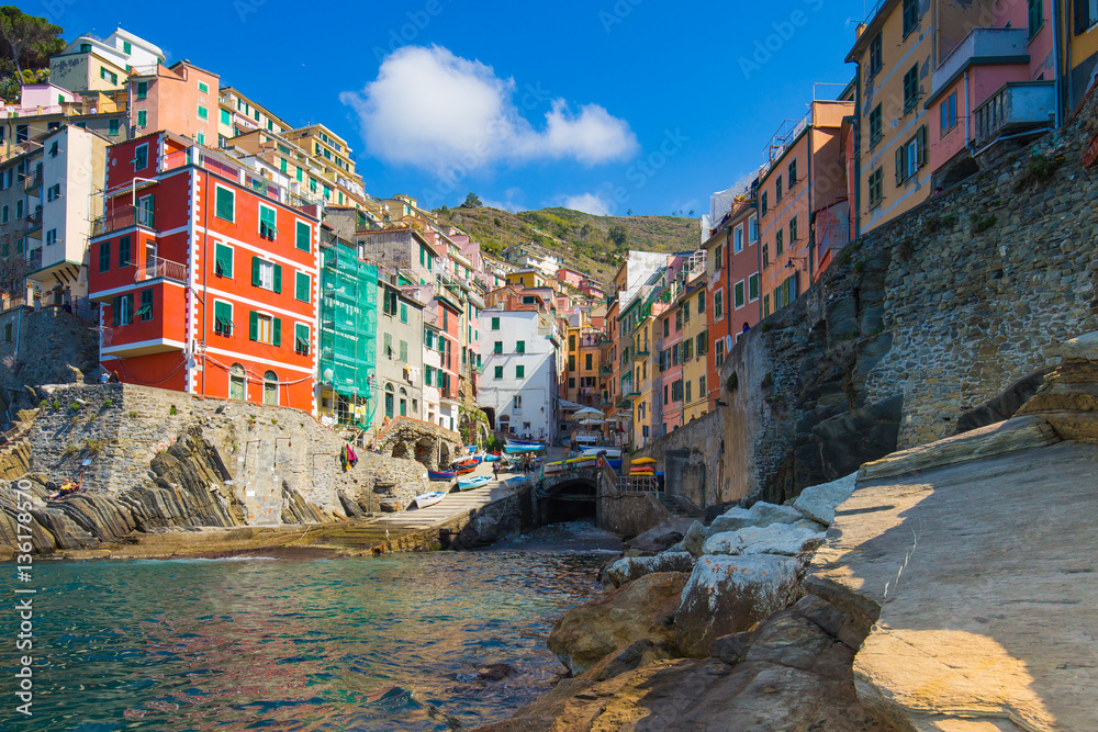 Riomaggiore one of five famous village in Cinque Terre, Italy