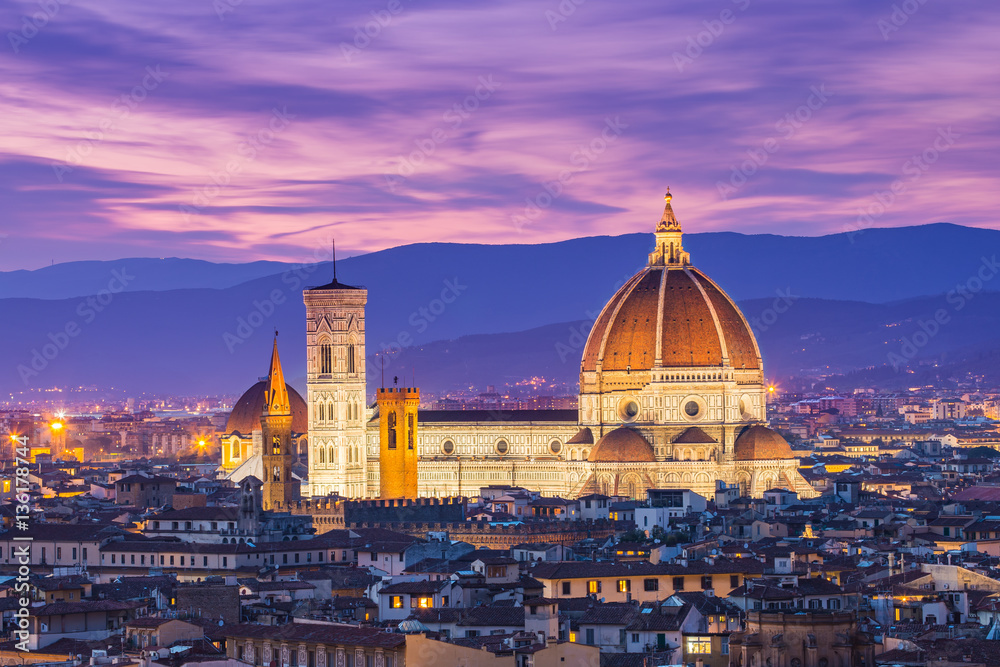 Duomo of Florence in Tuscany Italy at night