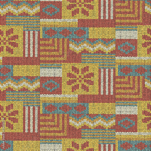 Knit pattern, seamless wool textile vector illustration.