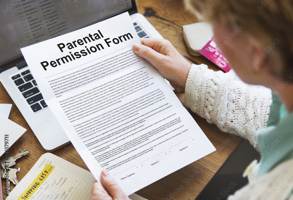 Naklejka premium Parental Permission Form Contract Concept