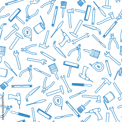 Seamless pattern of tools for construction and repair.
