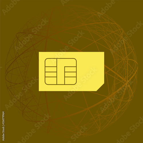 Flat paper cut style icon of a sim card