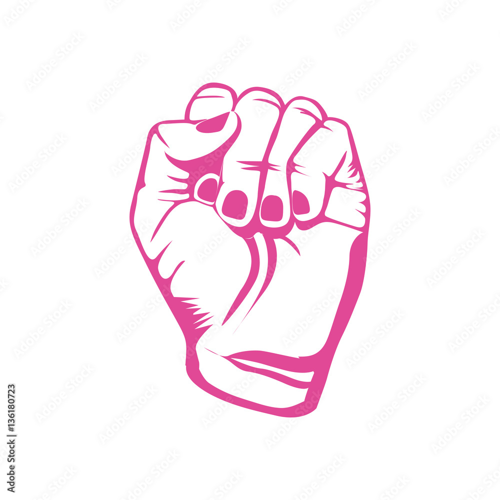 Pink closed hand symbol support breast cancer vector illustration Pink closed hand symbol support breast cancer vector illustration