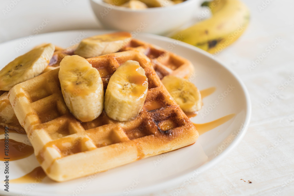 banana waffle with caramel banana waffle with caramel