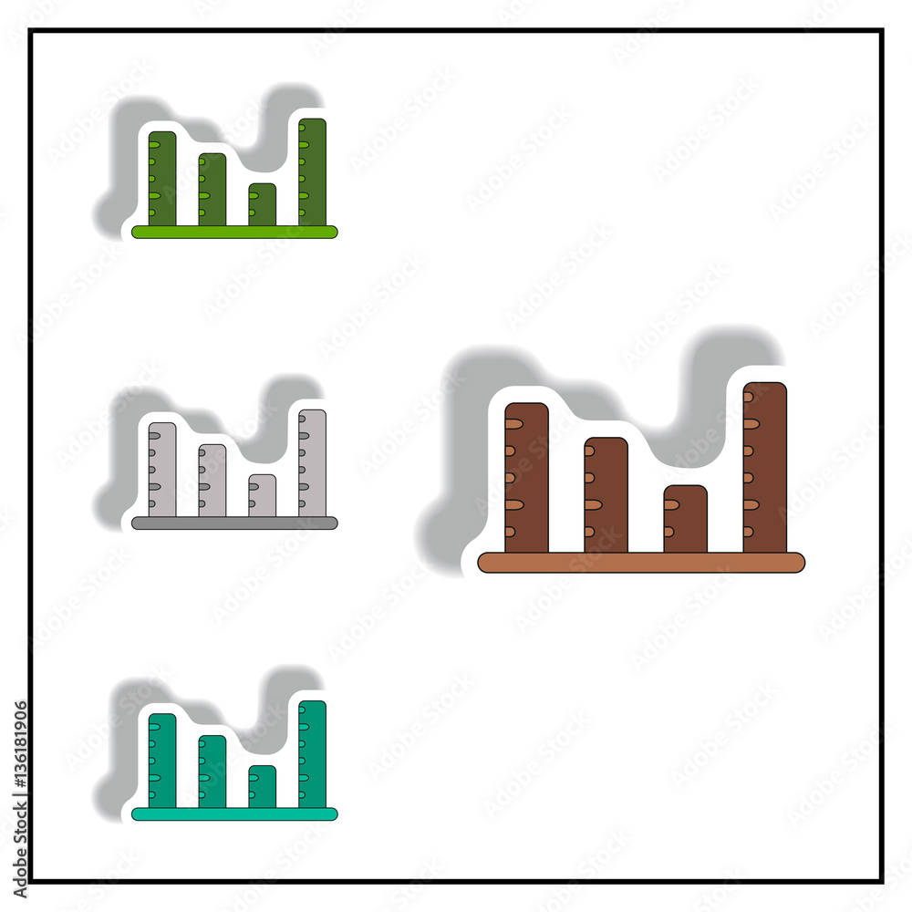 bar graph business statistic Vector illustration collection in paper sticker style of column chart