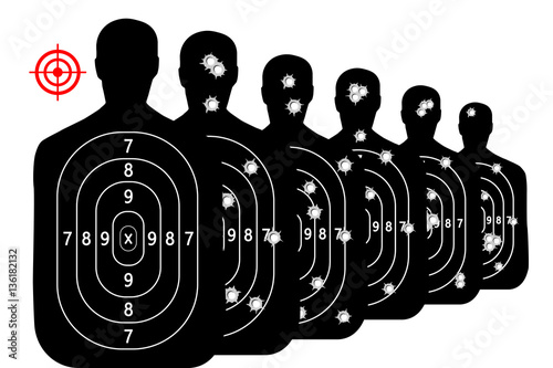 set shot target shooting range background vector bullet holes photo
