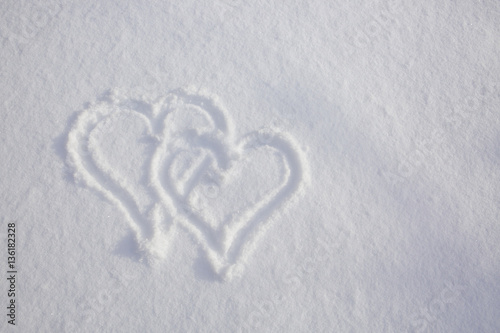 Two Hearts shape in the snow.