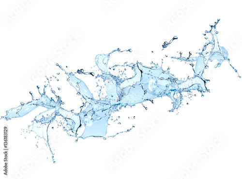 Water splash isolated on white background. Abstract object 