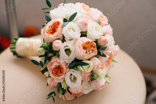 beige Wedding bouquet on light background