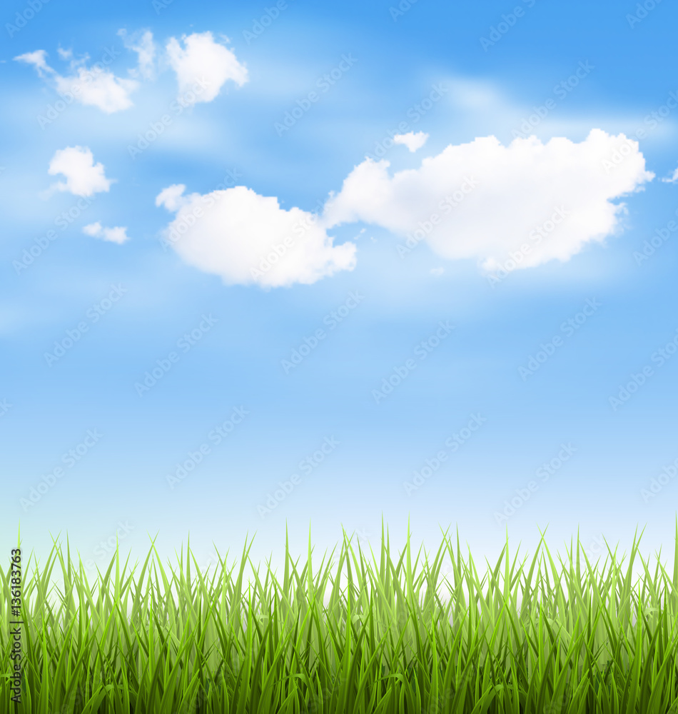 Grass lawn with clouds on blue sky Grass lawn with clouds on blue sky