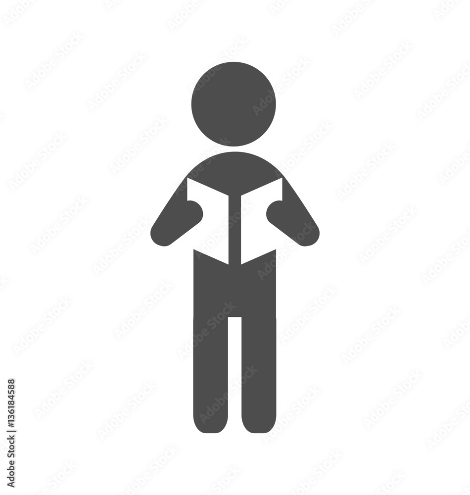Read book man flat icon pictogram isolated on white Read book man flat icon pictogram isolated on white