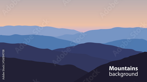 Landscape with mountains and hills. Extreme sports, outdoor recreation background.