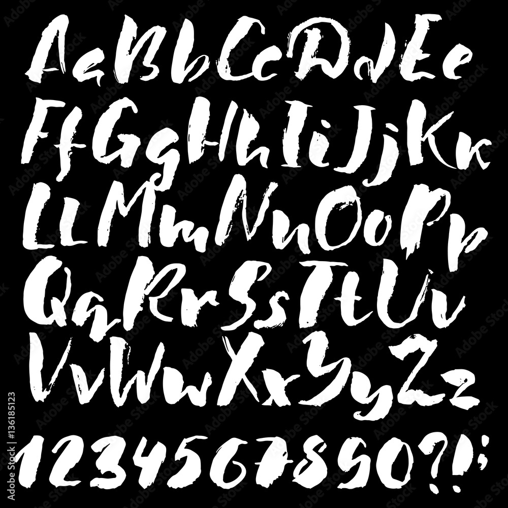 Hand drawn font made by dry brush strokes. Grunge style alphabet Hand drawn font made by dry brush strokes. Grunge style alphabet