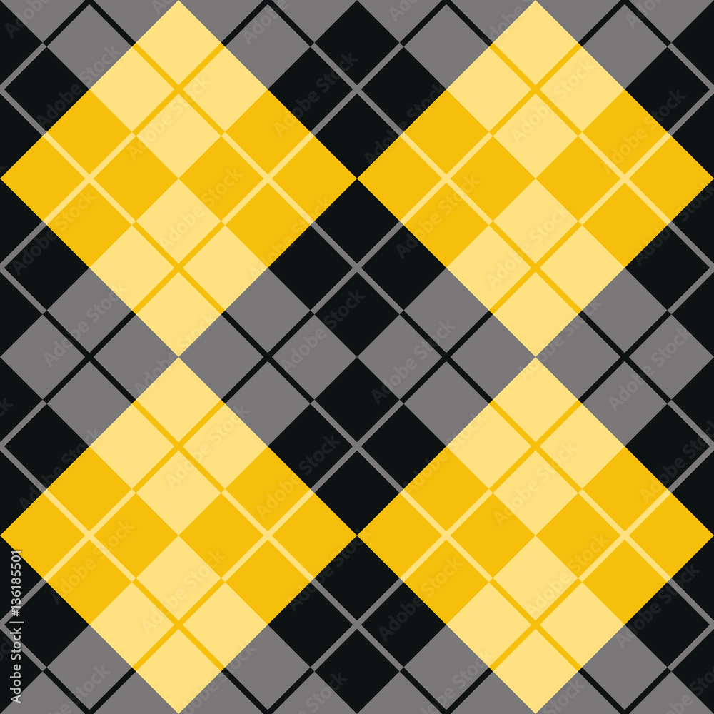 Argyle Pattern in Black and Yellow Stock Vector | Adobe Stock