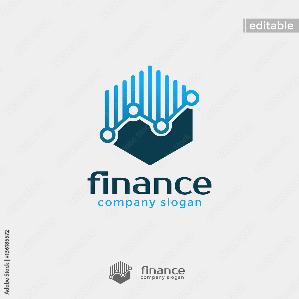 hexagon finance logo. modern eye catching logo with blue color hexagon finance logo. modern eye catching logo with blue color