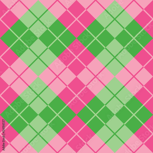 Argyke in pink and green repeats seamlessly.