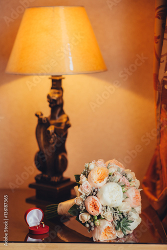 beige Wedding bouquet on light background