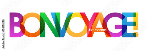 Fotografie, Obraz BON VOYAGE Colourful Letters Banner