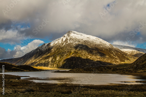 Snowdonia National Park Wales the mountain Pen yr Ole Wen in Winter