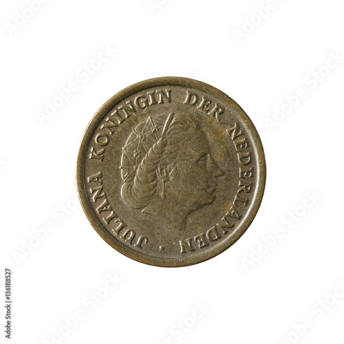 1 dutch cent coin (1957) reverse isolated on white background