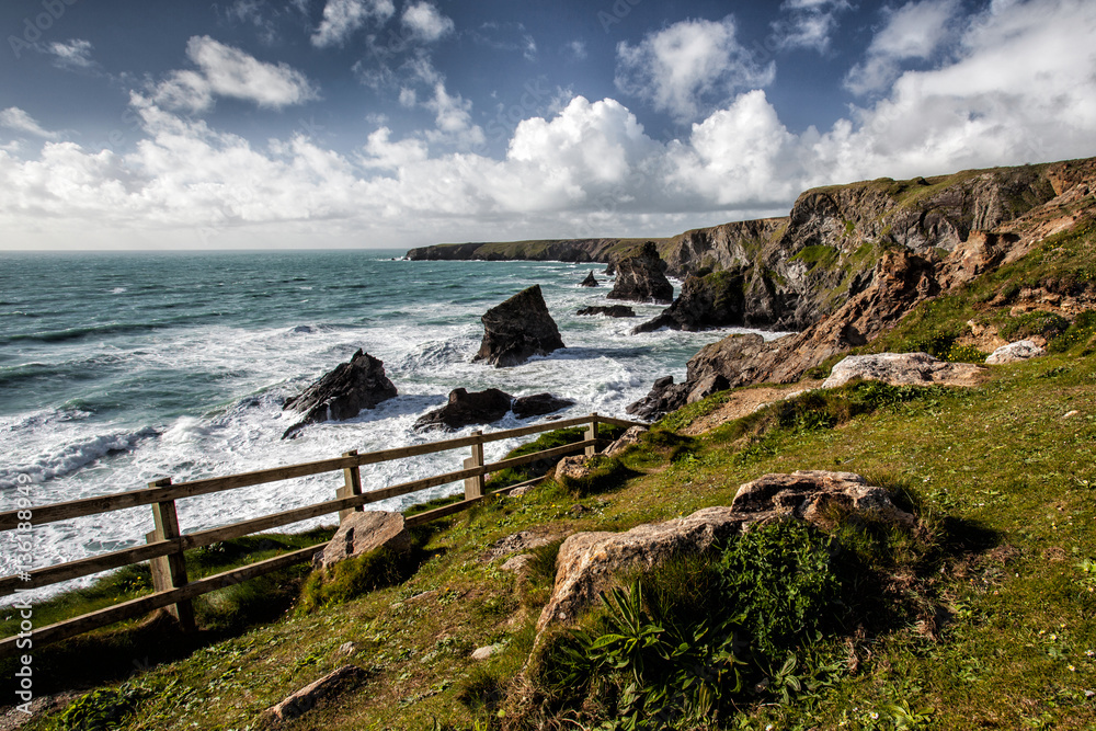 Rocky coastline at Bedruthan Steps in Cornwall, England Rocky coastline at Bedruthan Steps in Cornwall, England