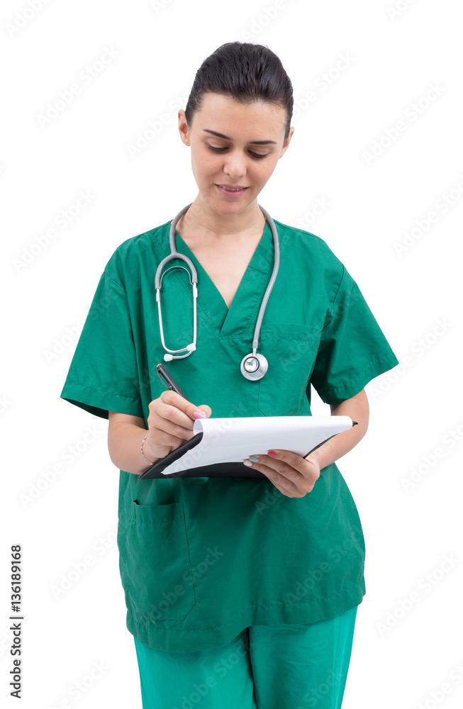 Beautiful Caucasian nurse isolated with clipping path Beautiful Caucasian nurse isolated with clipping path
