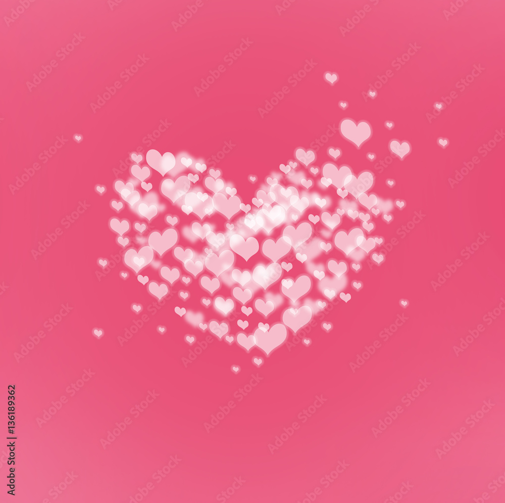 Soft White heart on pink background
