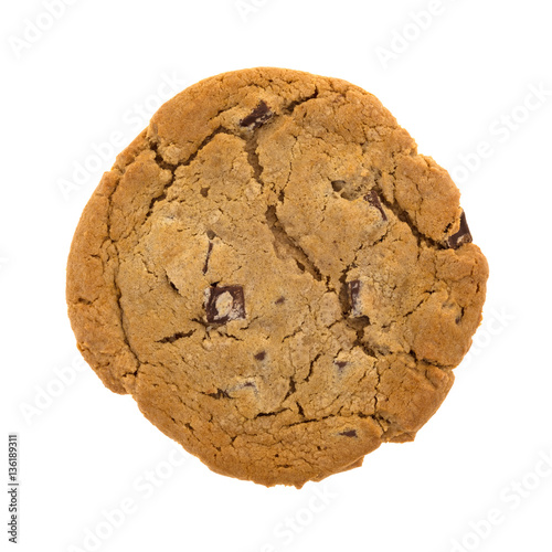 Double chocolate chip cookie isolated on a white background.