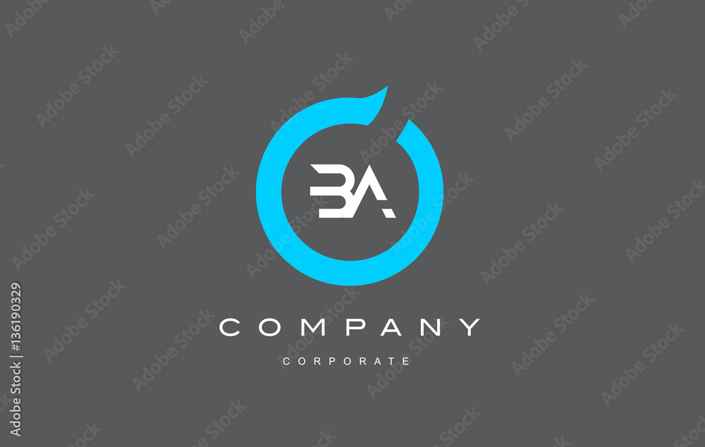 BA letter combination alphabet logo vector design