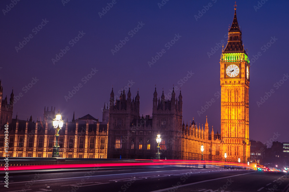 Big Ben in Westminster London at night