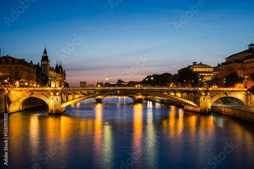 Sunset over the River Seine in Paris, France