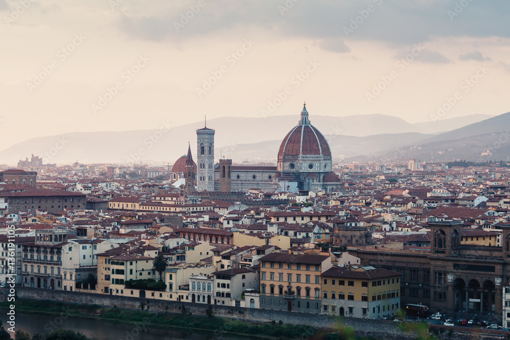 Scenic view of Florence in sunset.